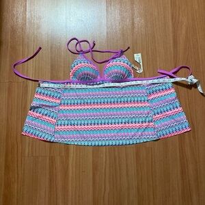 NWT peach, pink, navy blue, purple Tankini Swim Top